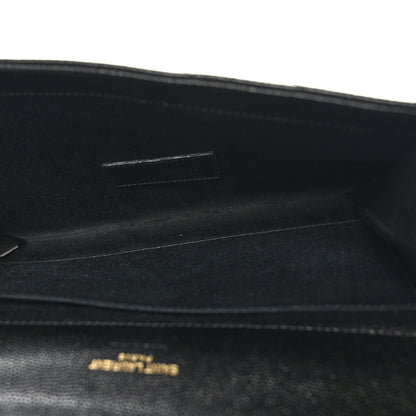 Saint Laurent Grain De Poudre Matelasse Chevron Monogram Envelope Clutch Black 5 of 8