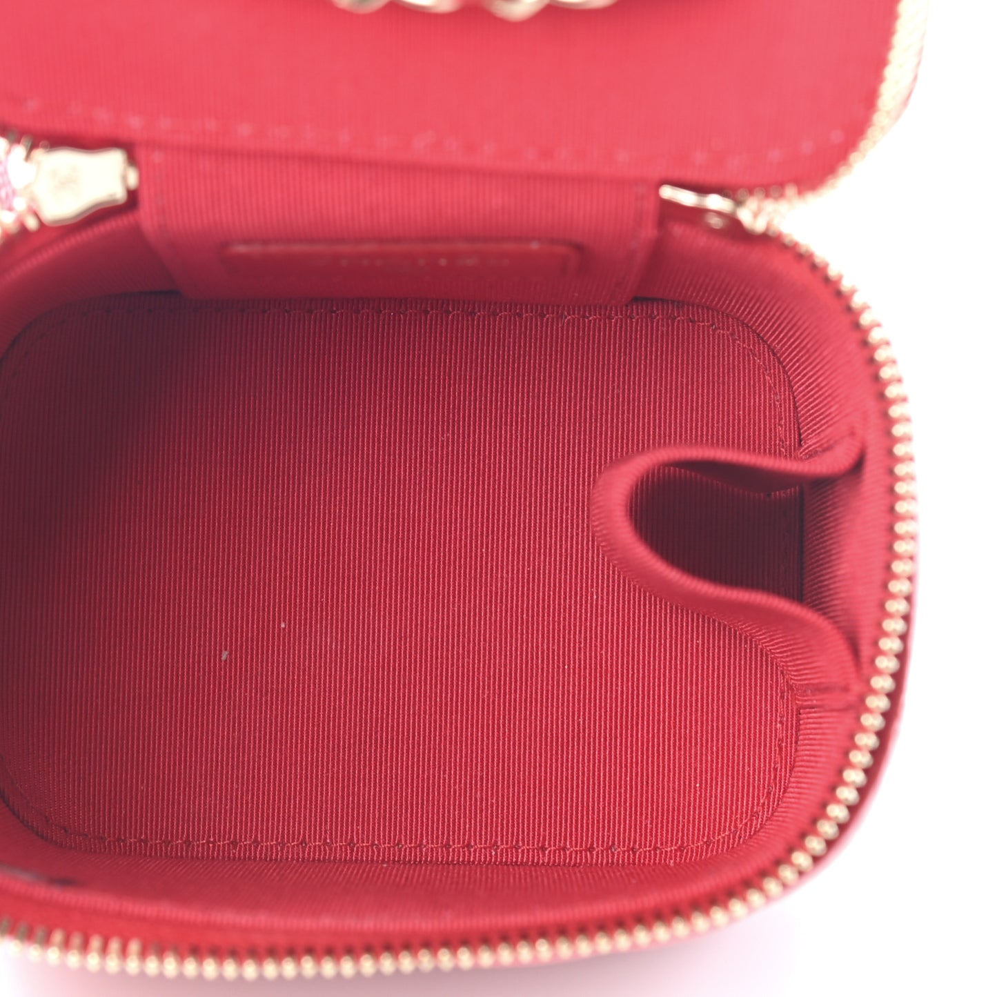 Caviar Quilted Mini Vanity Case With Chain Red