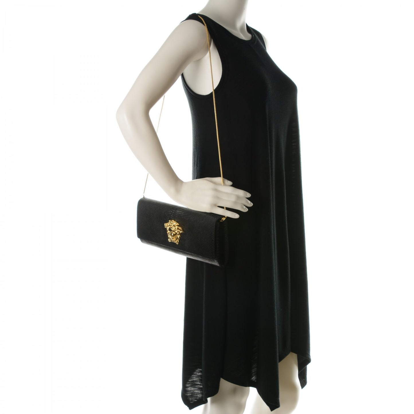 Lizard Palazzo Medusa Evening Clutch Black