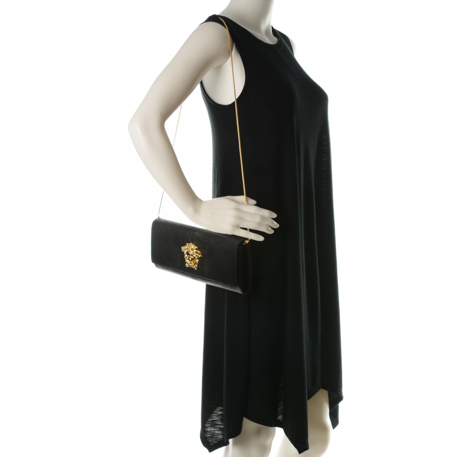 Versace Lizard Palazzo Medusa Evening Clutch Black 2 of 7