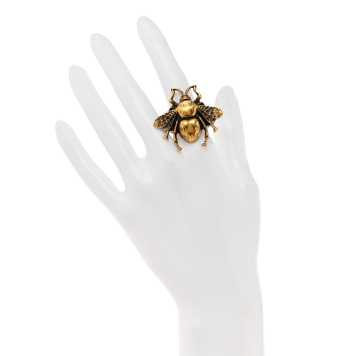 Metal Enamel Bee Ring 56 7.5 Aged Gold