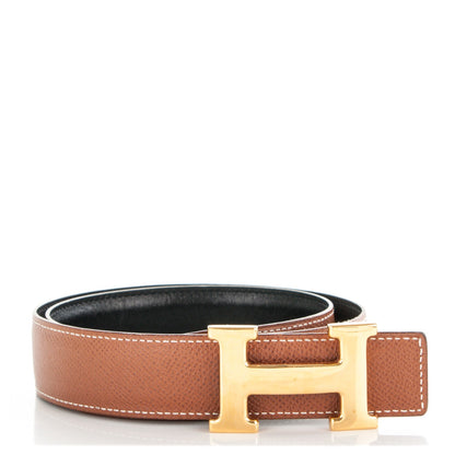 Hermes Box Epsom 32mm H Belt 68 Black Gold 1 of 6