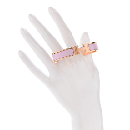 Hermes Enamel Narrow Clic Clac H Bracelet GM Rose Dragee 2 of 6