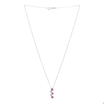 Tiffany Platinum Diamond Pink Sapphire Bubble Pendant Necklace 2 of 6