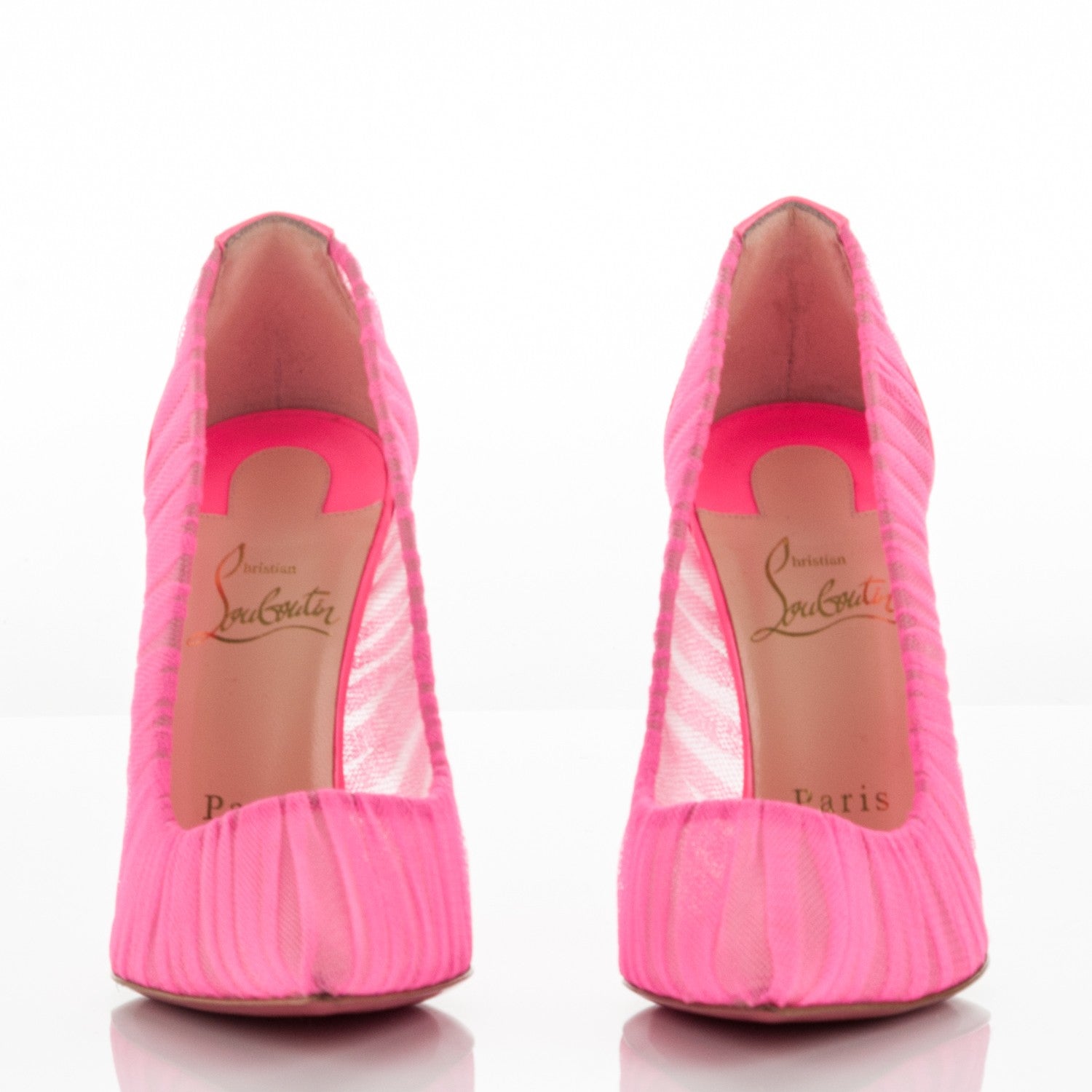 Christian Louboutin Tulle Patent Draperia Follies 100 Pumps 36.5 Shocking Pink 2 of 7