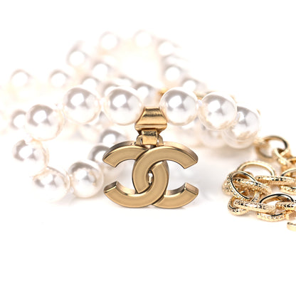 Chanel Pearl Crystal CC Short Necklace Gold 4 of 4
