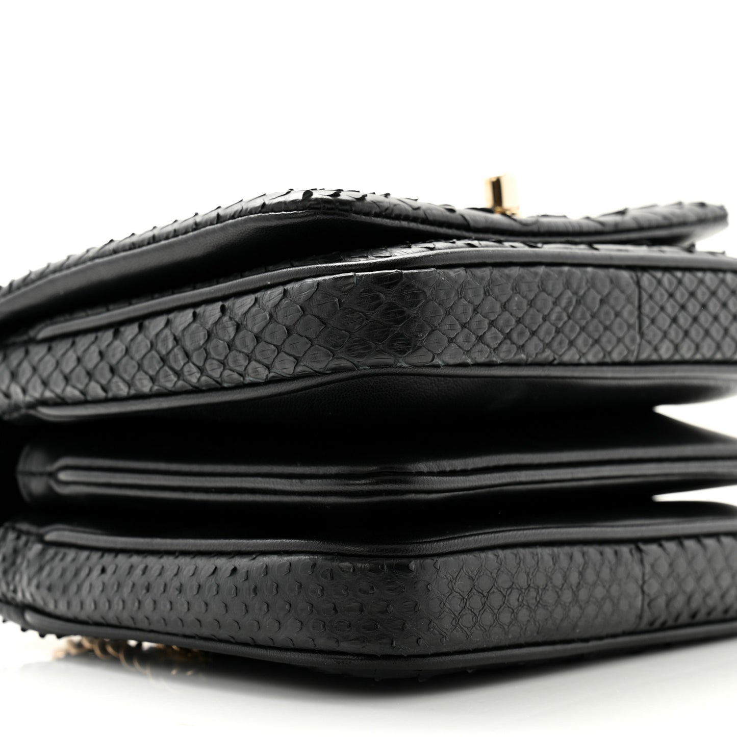 Snakeskin Quilted Mini Citizen Chic Flap Black