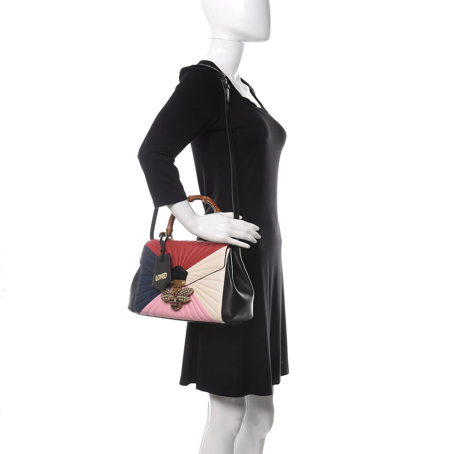 Gucci Calfskin Bamboo Trapuntata Queen Margaret Top Handle Bag Blue Agata Hibiscus Red Mystic White Sugar Pink 2 of 10