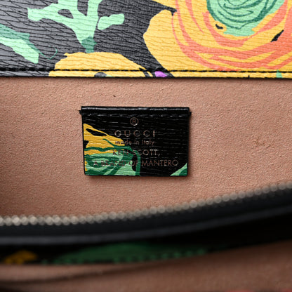 Gucci X KEN SCOTT New Shangai Calfskin Jenny Floral Print Small Dionysus Shoulder Bag Black Pink 5 of 9