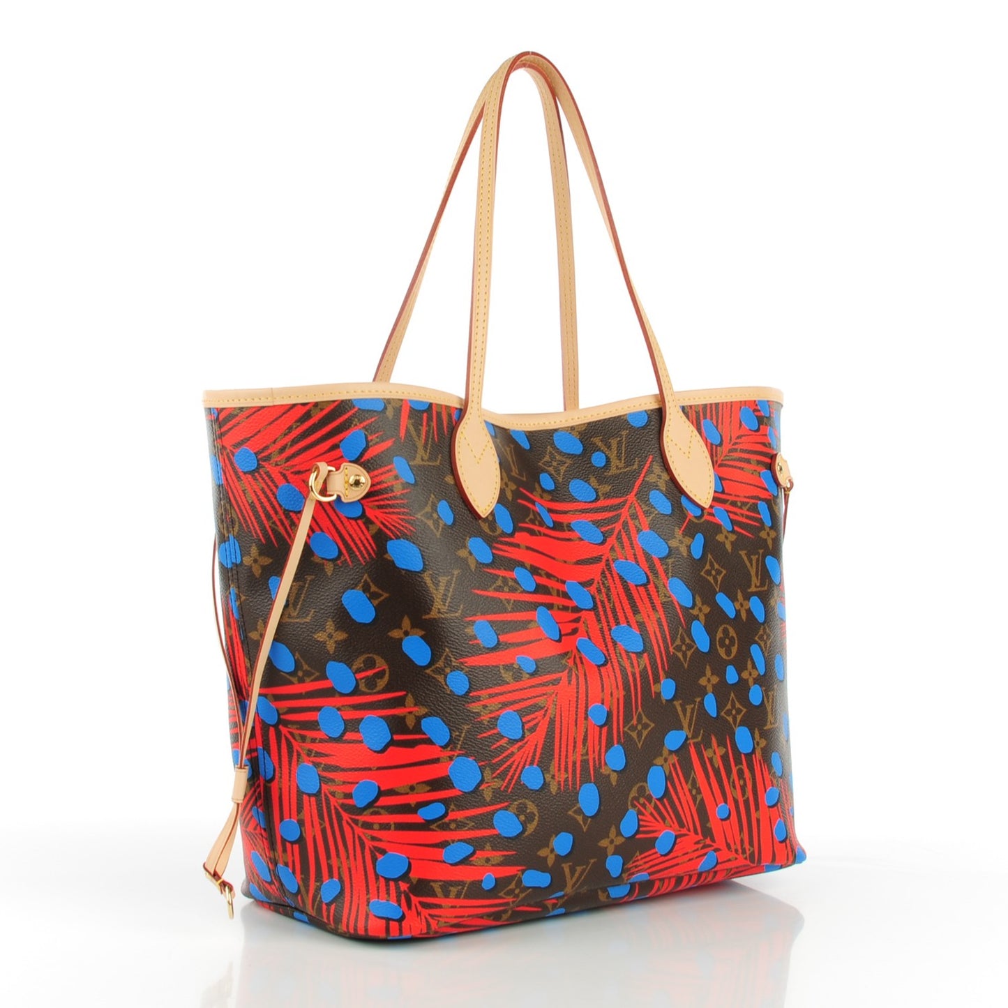 Monogram Jungle Dots Neo Neverfull MM Coquelicot Denim