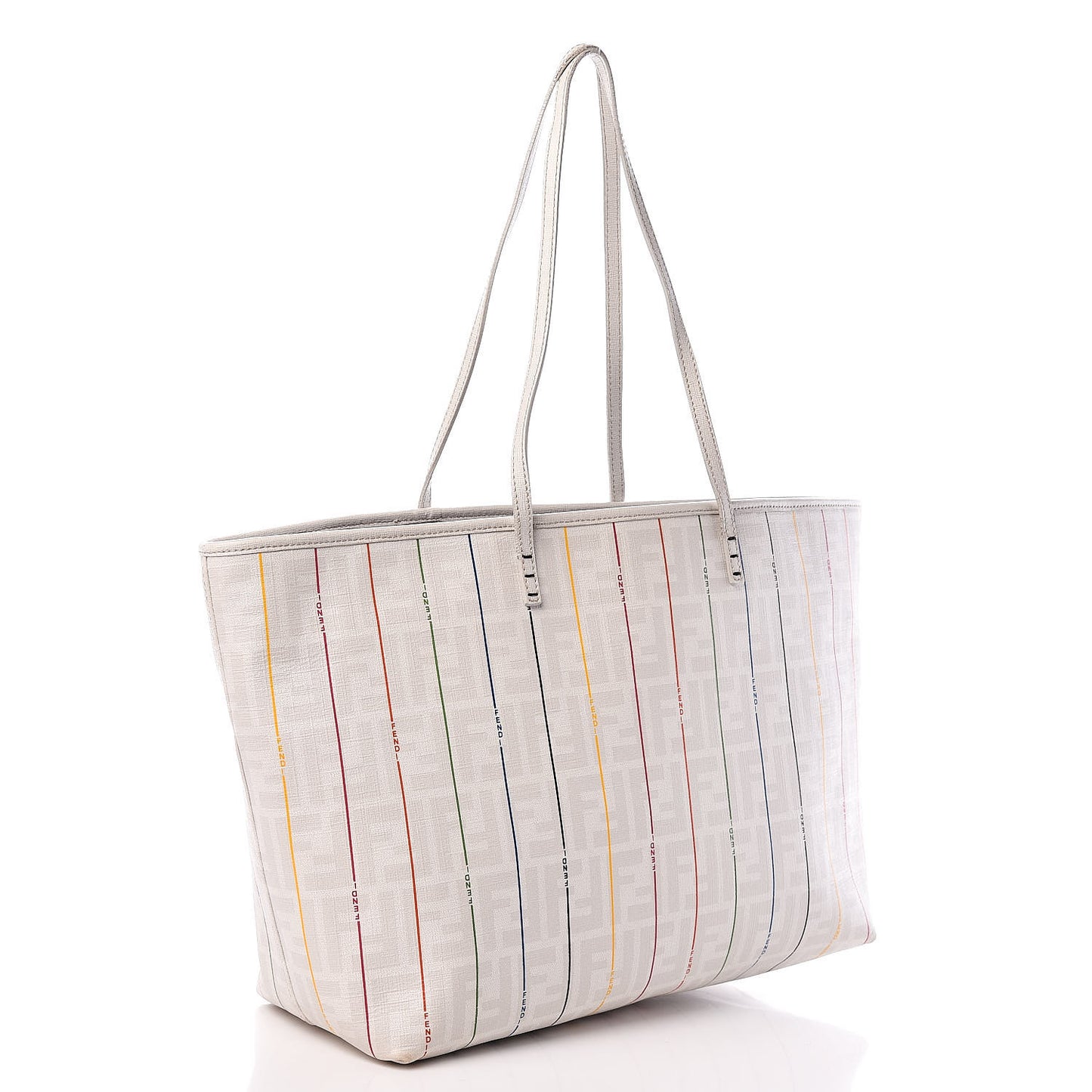 Zucca Spalmati Striped Medium Roll Tote White Multicolor