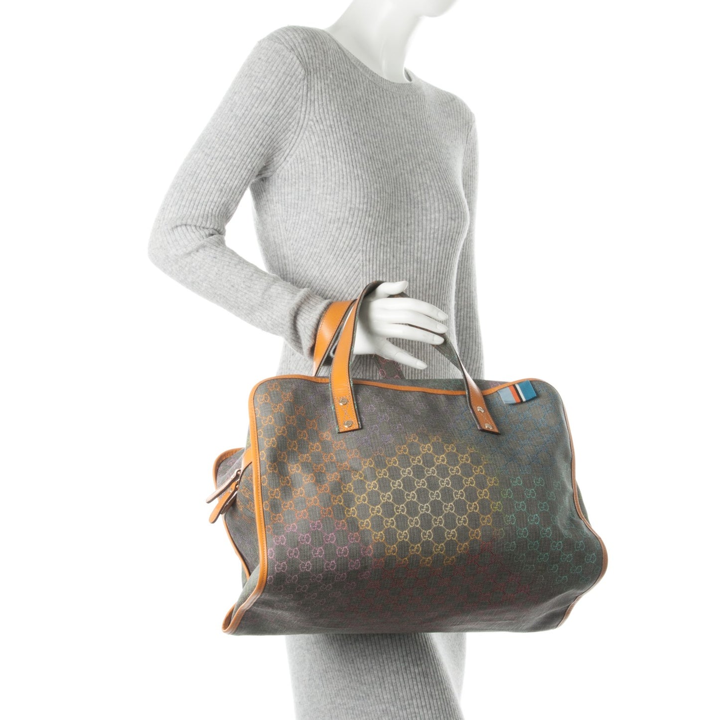 GG Plus Monogram Large Signature Web Loop Carry On Duffle Bag Multicolor