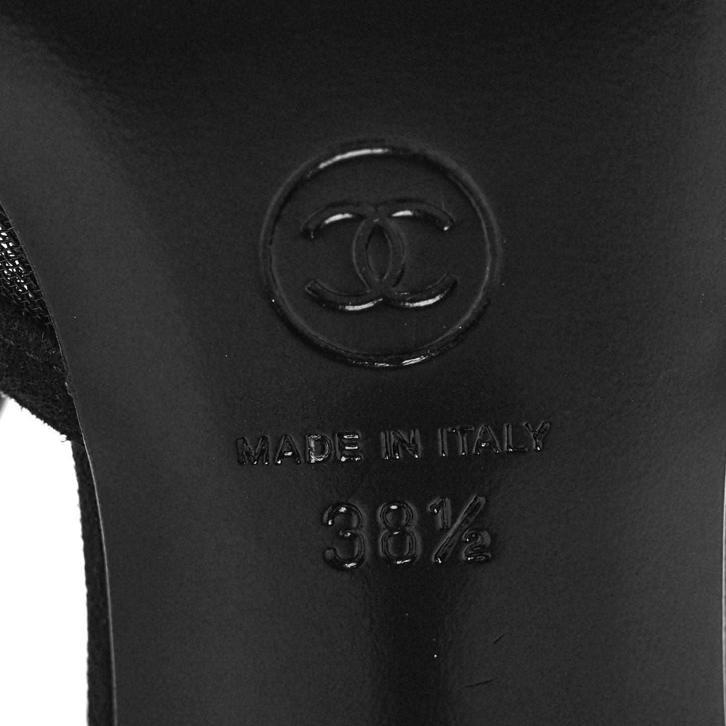 Suede Kidskin Mesh Crystal Sandals 38.5 Black
