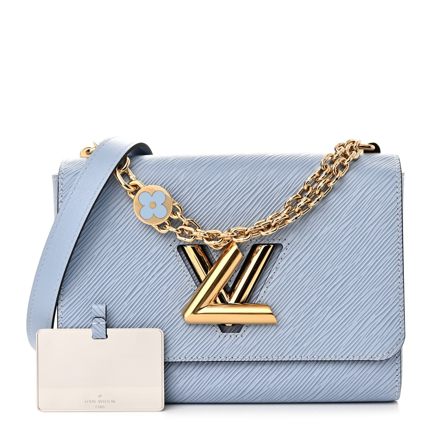 Epi Twist Monogram Flower Chain Shoulder Bag MM Blue