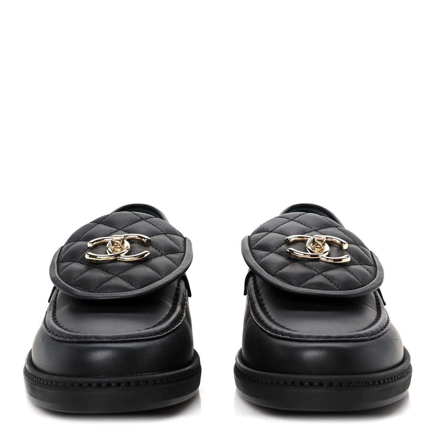 Lambskin Quilted CC Turnlock Loafers 39 Black
