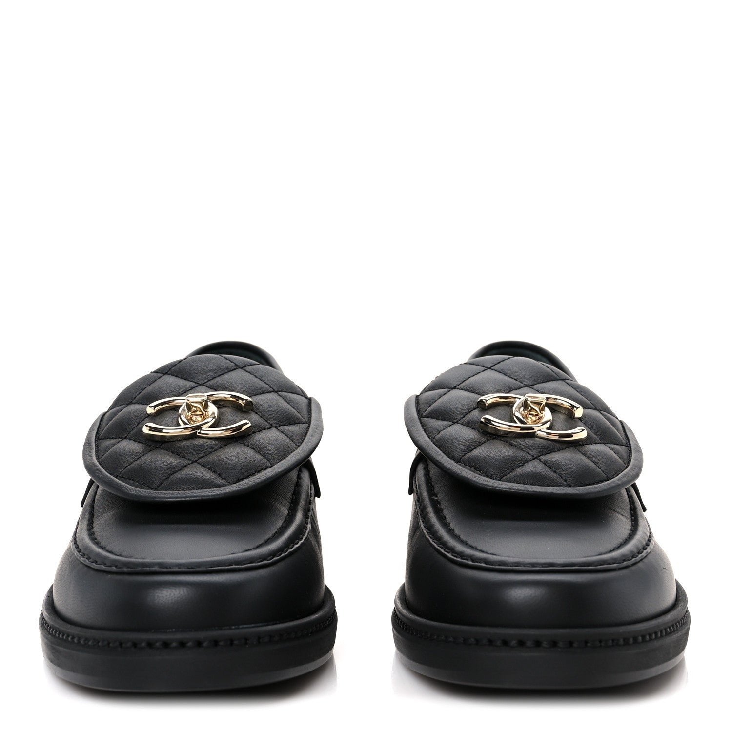 Chanel Lambskin Quilted CC Turnlock Loafers 39 Black 3 of 11