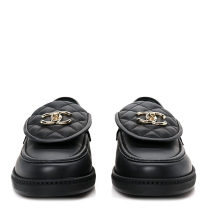 Chanel Lambskin Quilted CC Turnlock Loafers 39 Black 3 of 11