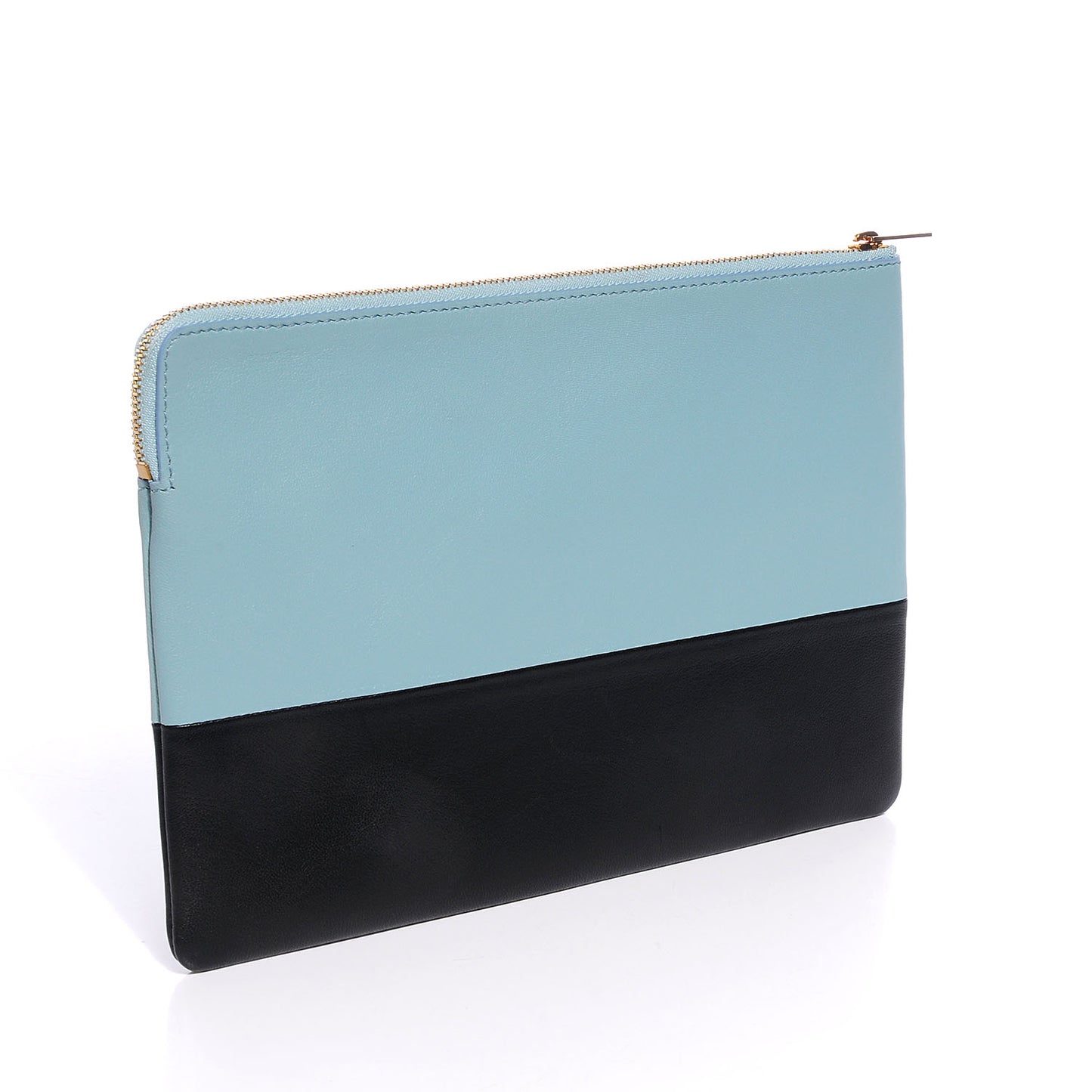 Smooth Lambskin Bi-Color Solo Clutch Pouch Glacier Black