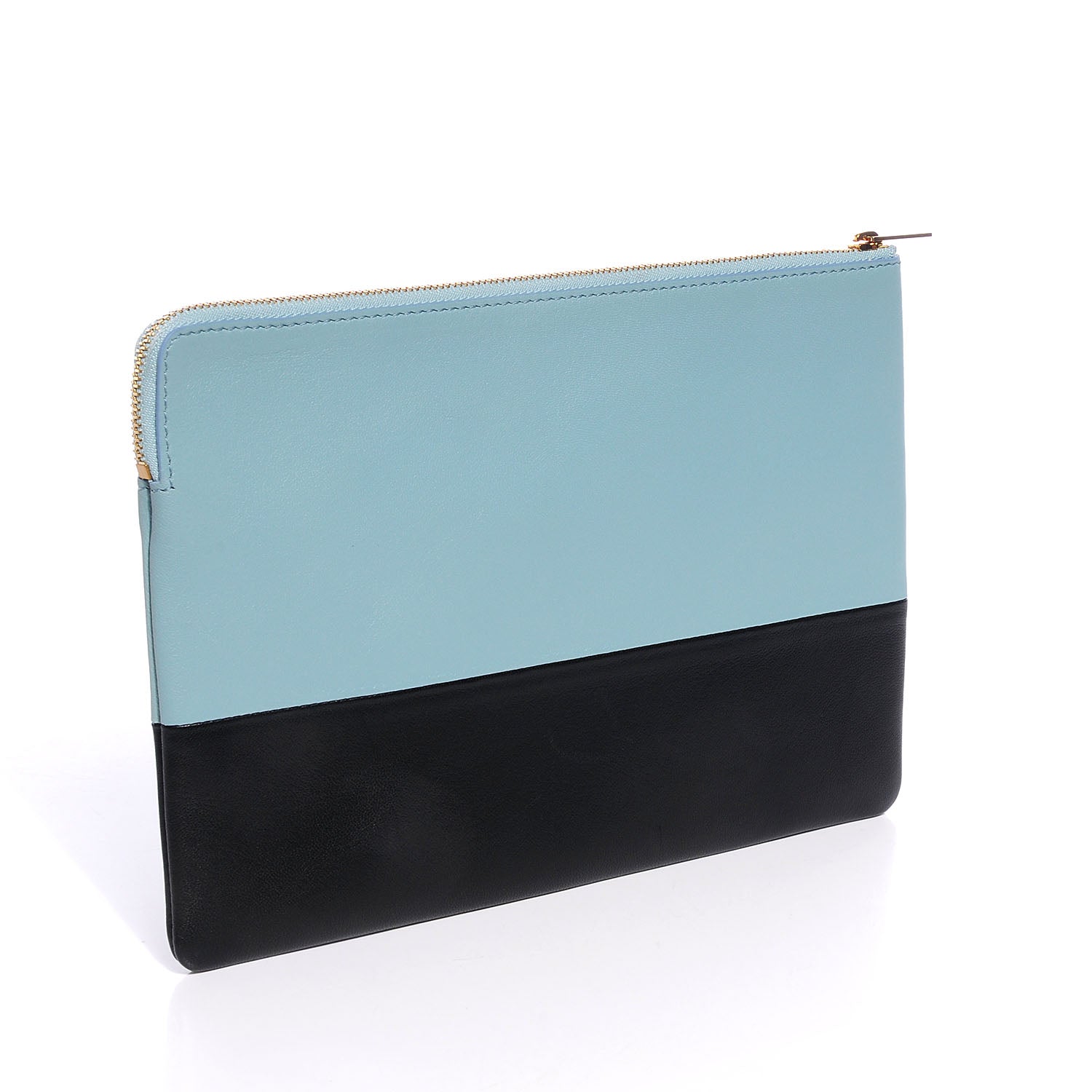 Celine Smooth Lambskin Bi-Color Solo Clutch Pouch Glacier Black 3 of 9