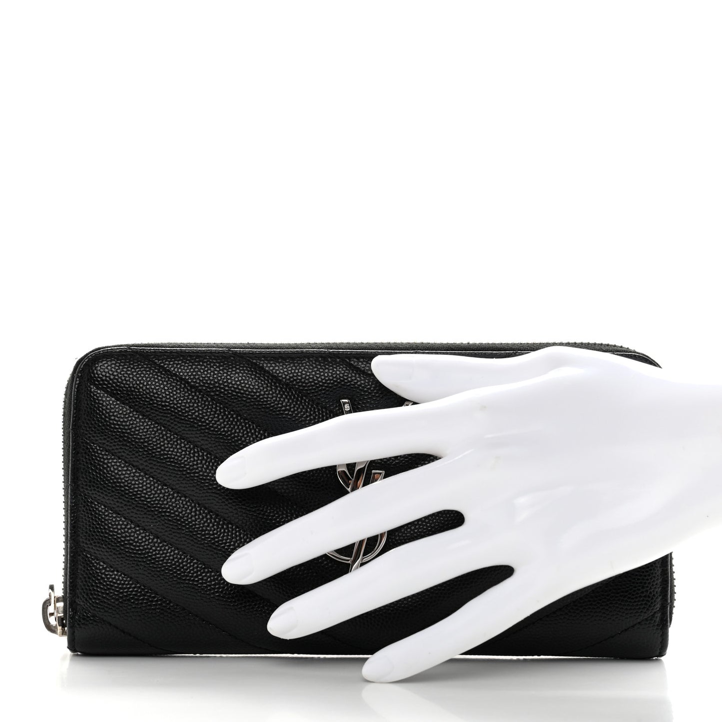 Grain De Poudre Matelasse Chevron Monogram Zip Around Wallet Black