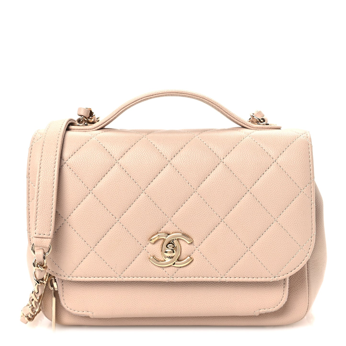 Caviar Quilted Medium Business Affinity Flap Beige