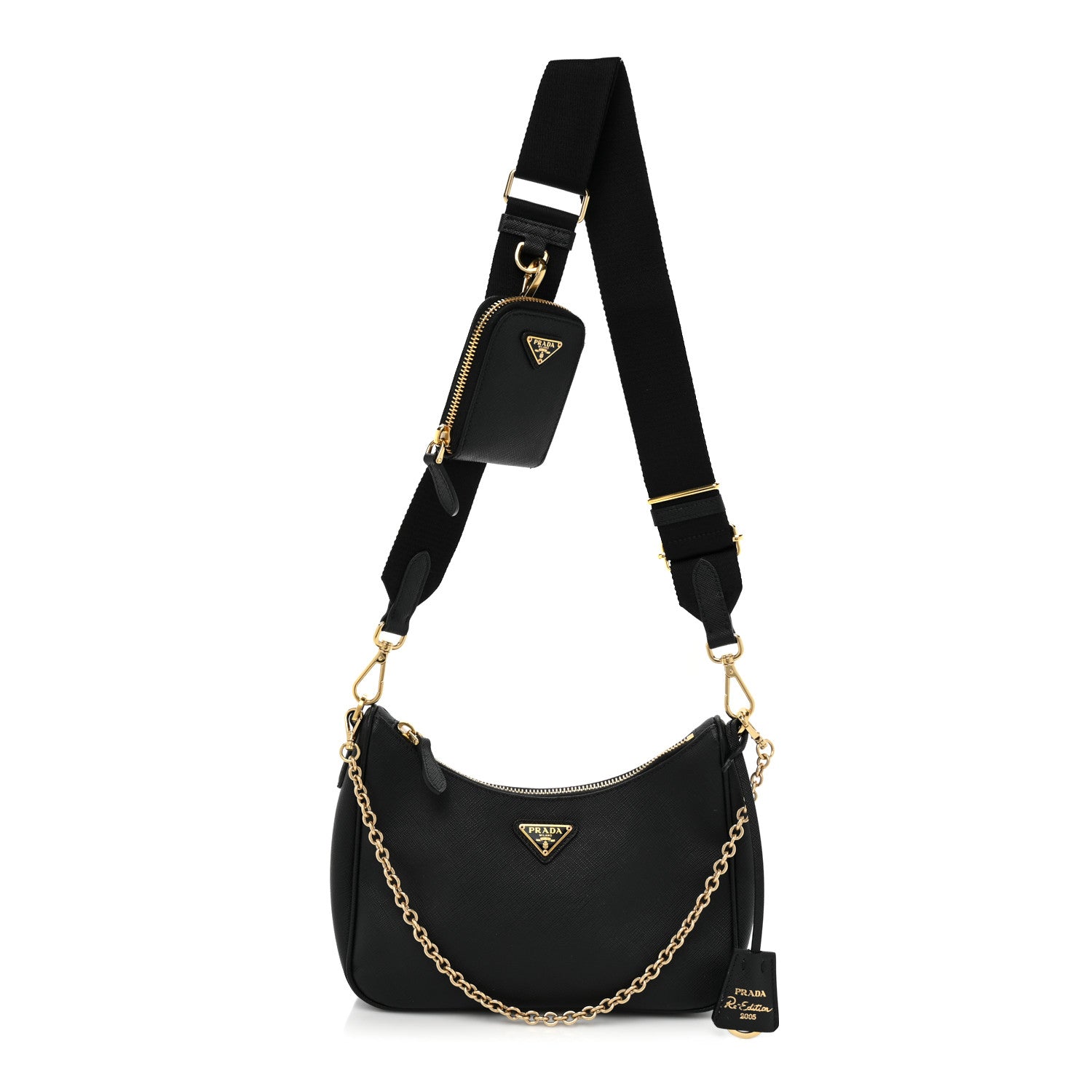 Prada Saffiano Lux Re-Edition 2005 Shoulder Bag Black 1 of 15