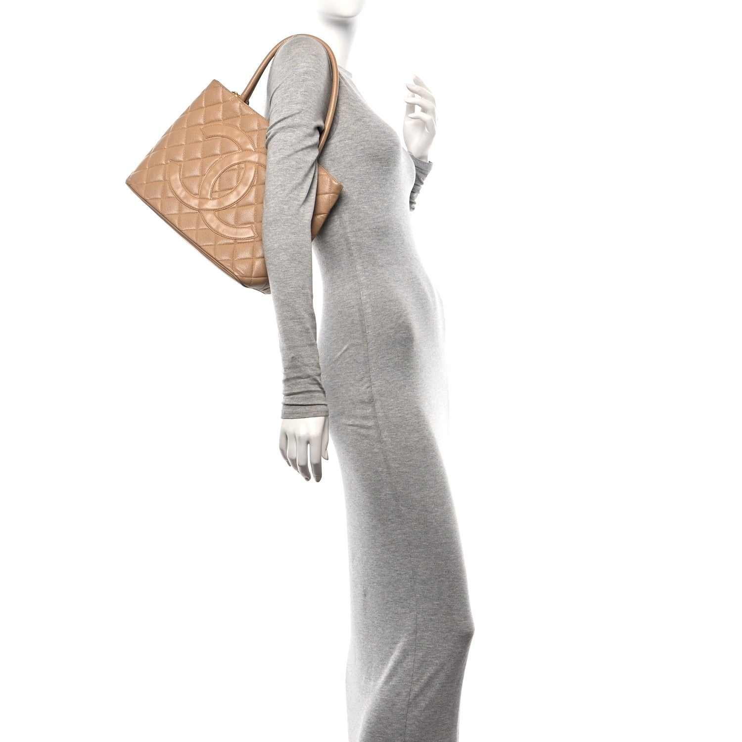 Chanel Caviar Quilted Medallion Tote Beige 2 of 10