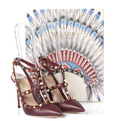 Valentino Garavani Nappa Rockstud Rolling Ankle Strap 100mm Pumps 36.5 Rubin 11 of 11