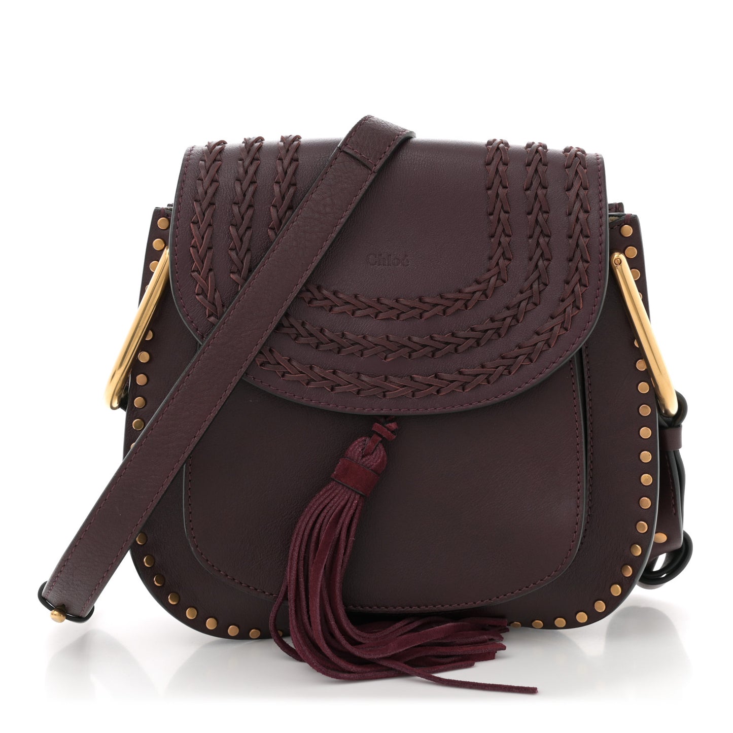 Calfskin Braided Small Hudson Shoulder Bag Sienna Red