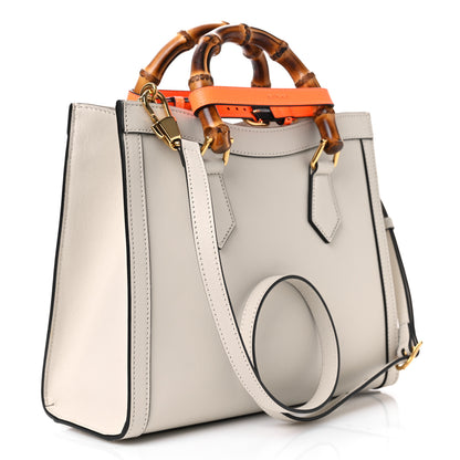 Gucci Wonka Grain Calfskin Small Diana Tote Bag Mystic White Orange Fluo 2 of 10