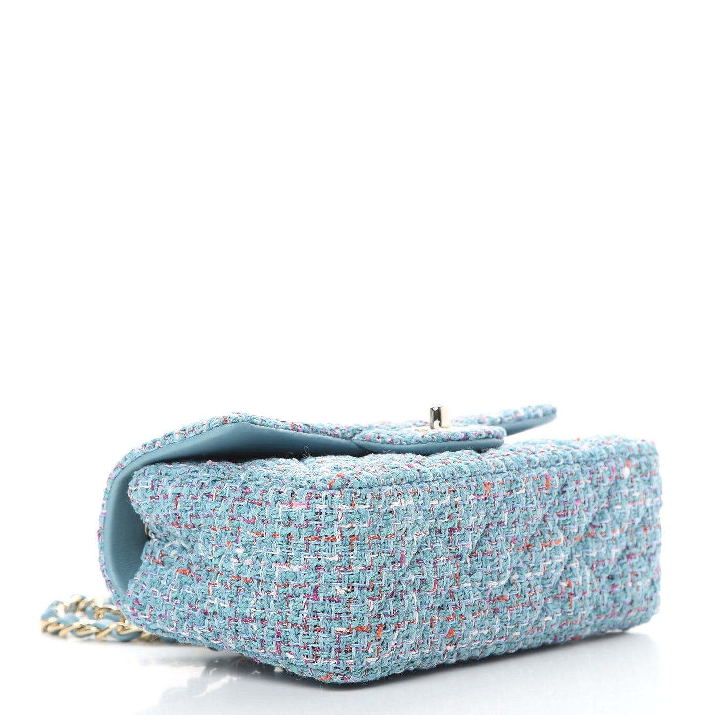 Tweed Quilted Mini Rectangular Flap Turquoise Purple White Red