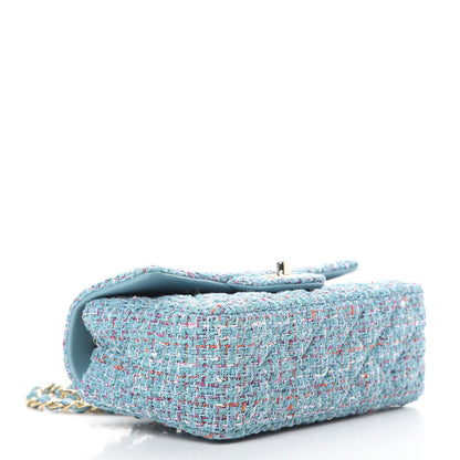 Chanel Tweed Quilted Mini Rectangular Flap Turquoise Purple White Red 4 of 10