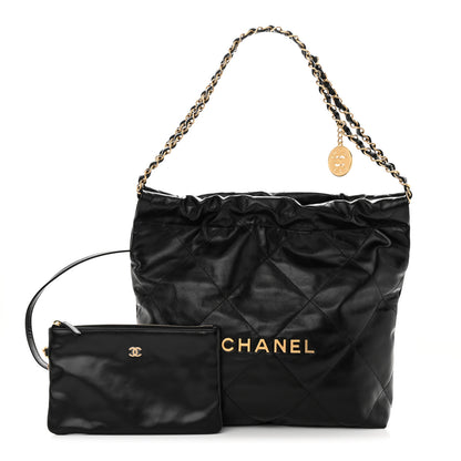 Chanel Shiny Calfskin Quilted Small Chanel 22 Black 2 of 13