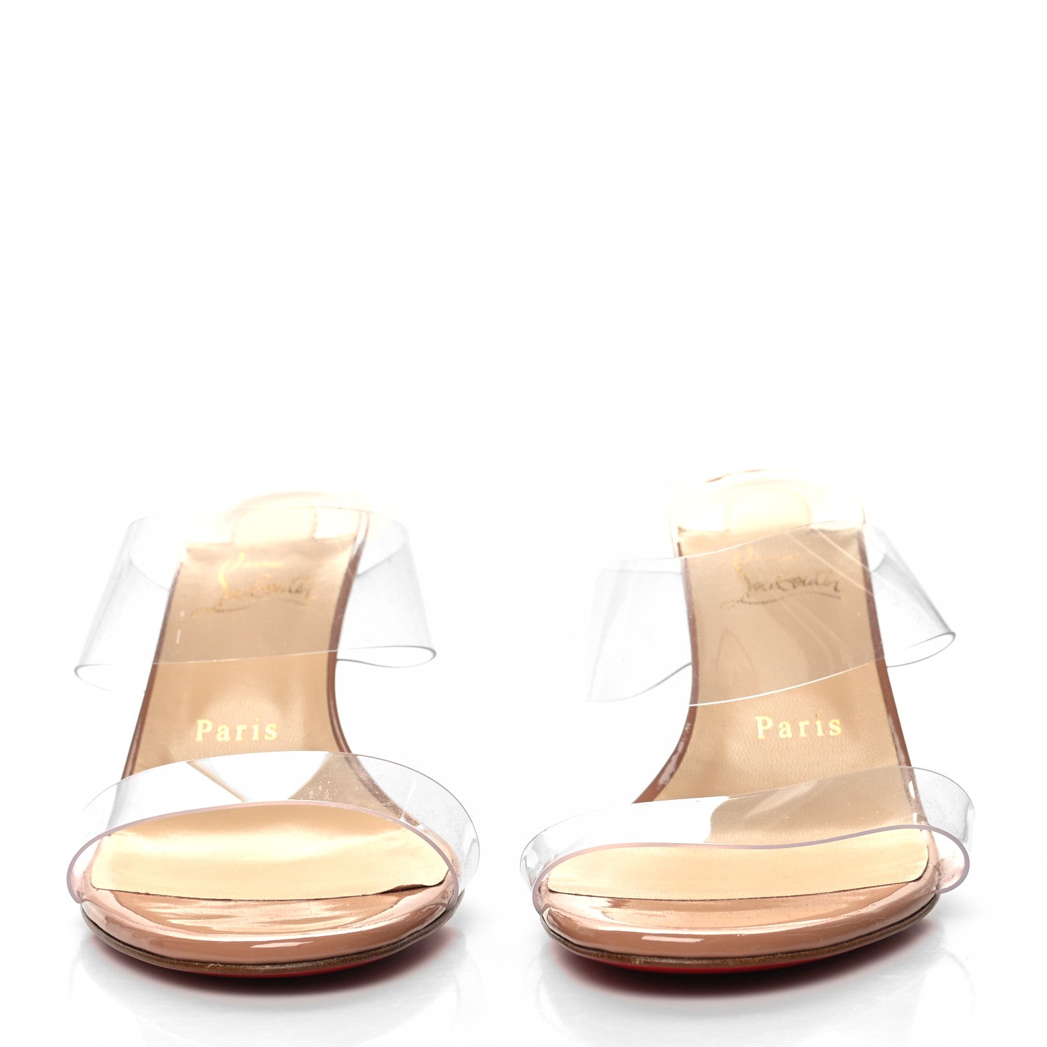 Christian Louboutin Patent PVC Just Nothing 85 Slide Sandals 38.5 Nude 2 of 7