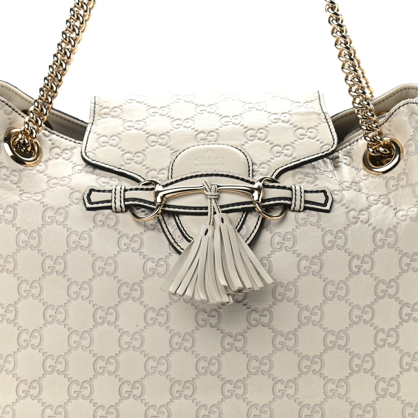 Guccissima Signature Medium Emily Shoulder Bag Mystic White