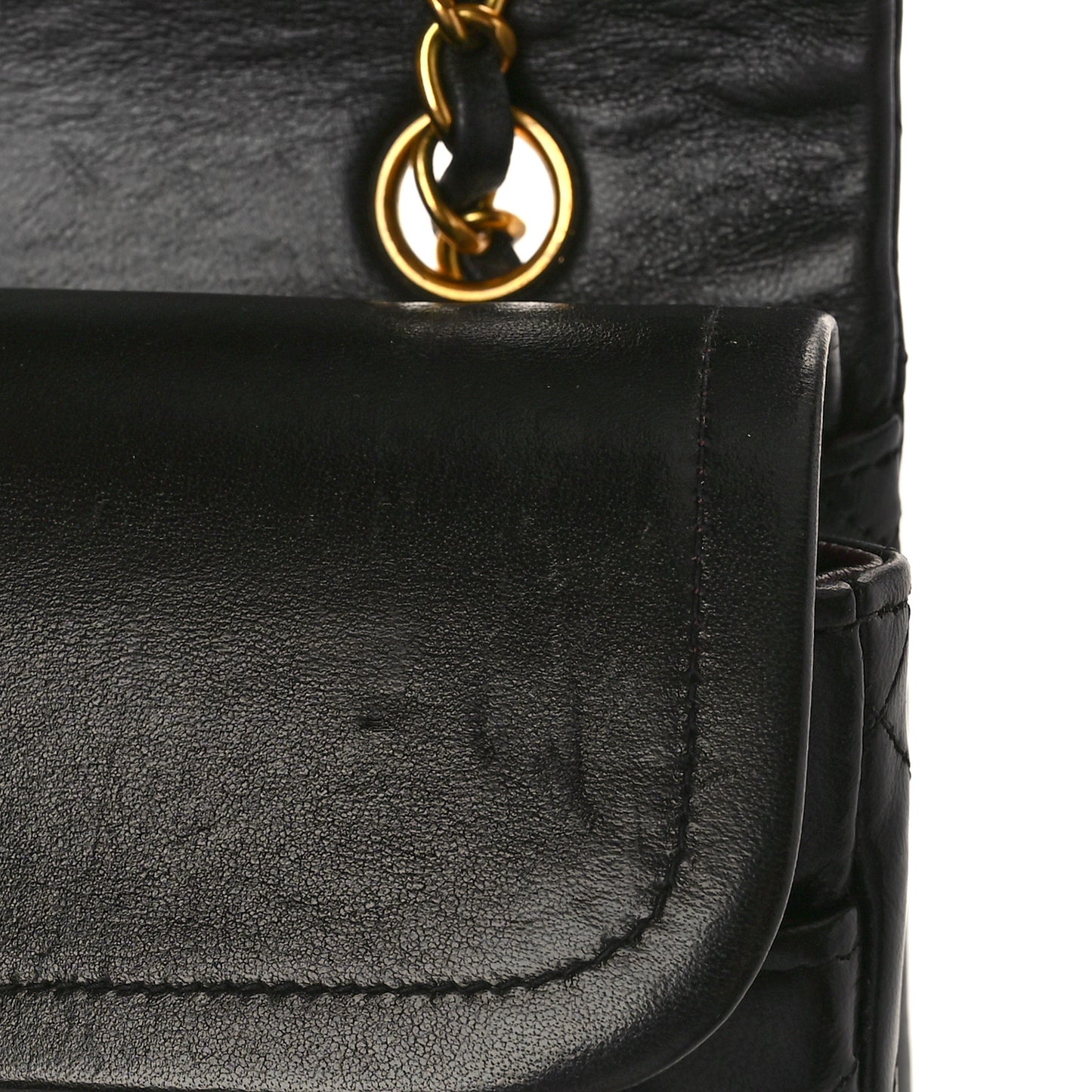 Lambskin Quilted Medium Double Flap Black