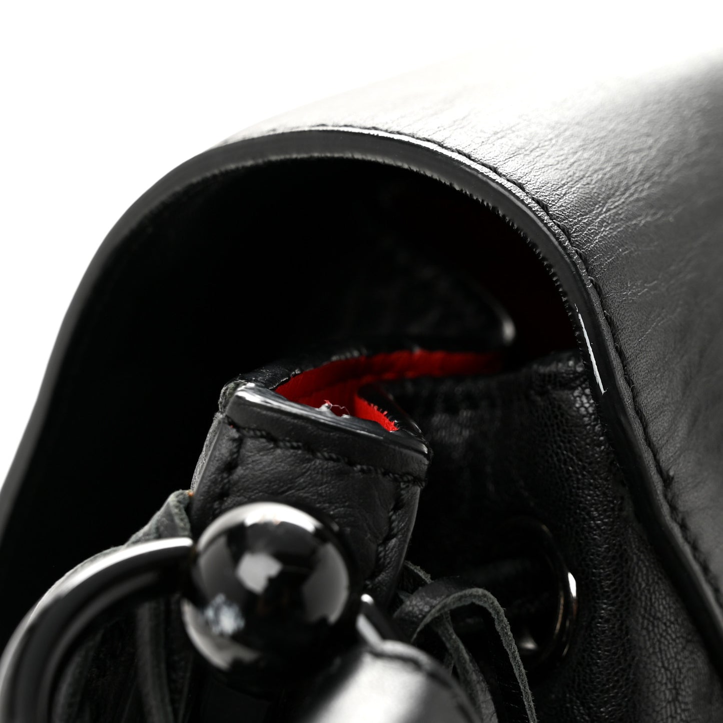 Pebbled Calfskin Fringe Lucky L Convertible Backpack Black