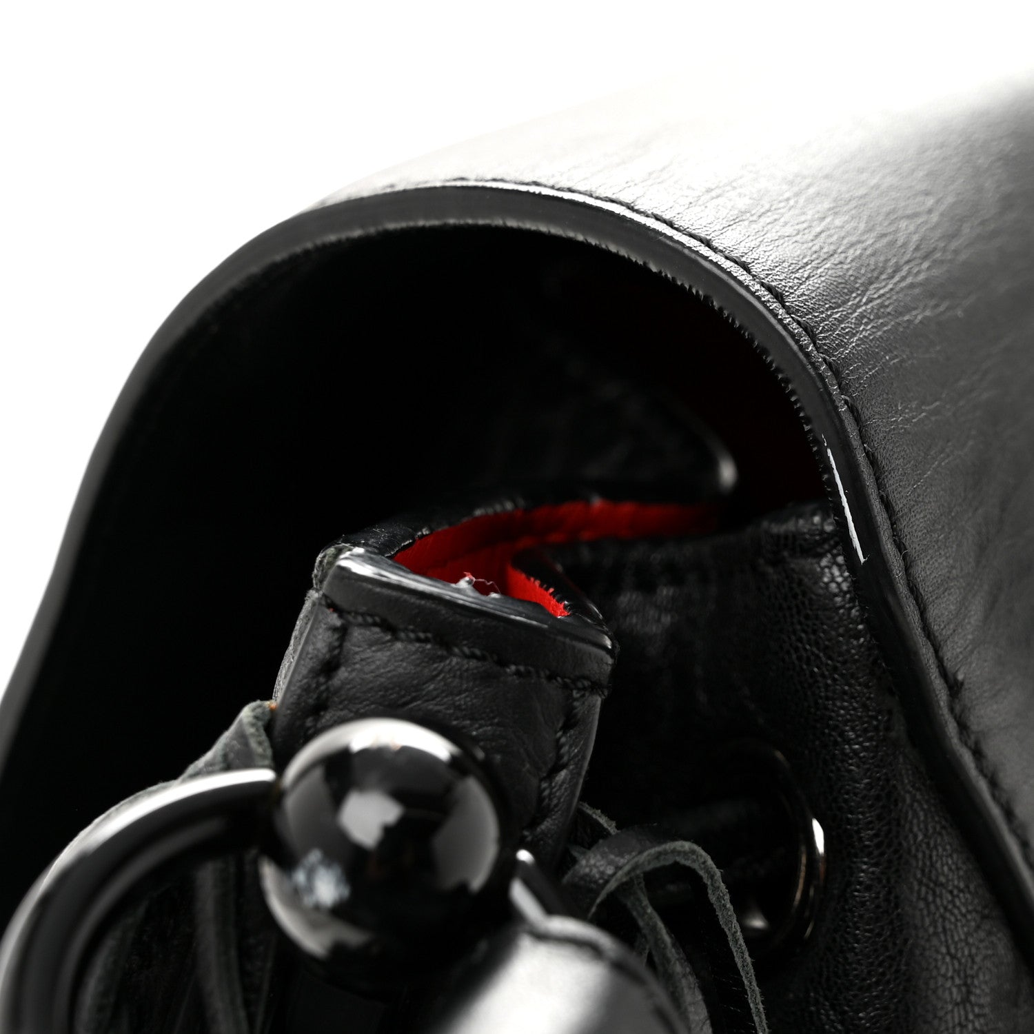 Christian Louboutin Pebbled Calfskin Fringe Lucky L Convertible Backpack Black 11 of 15