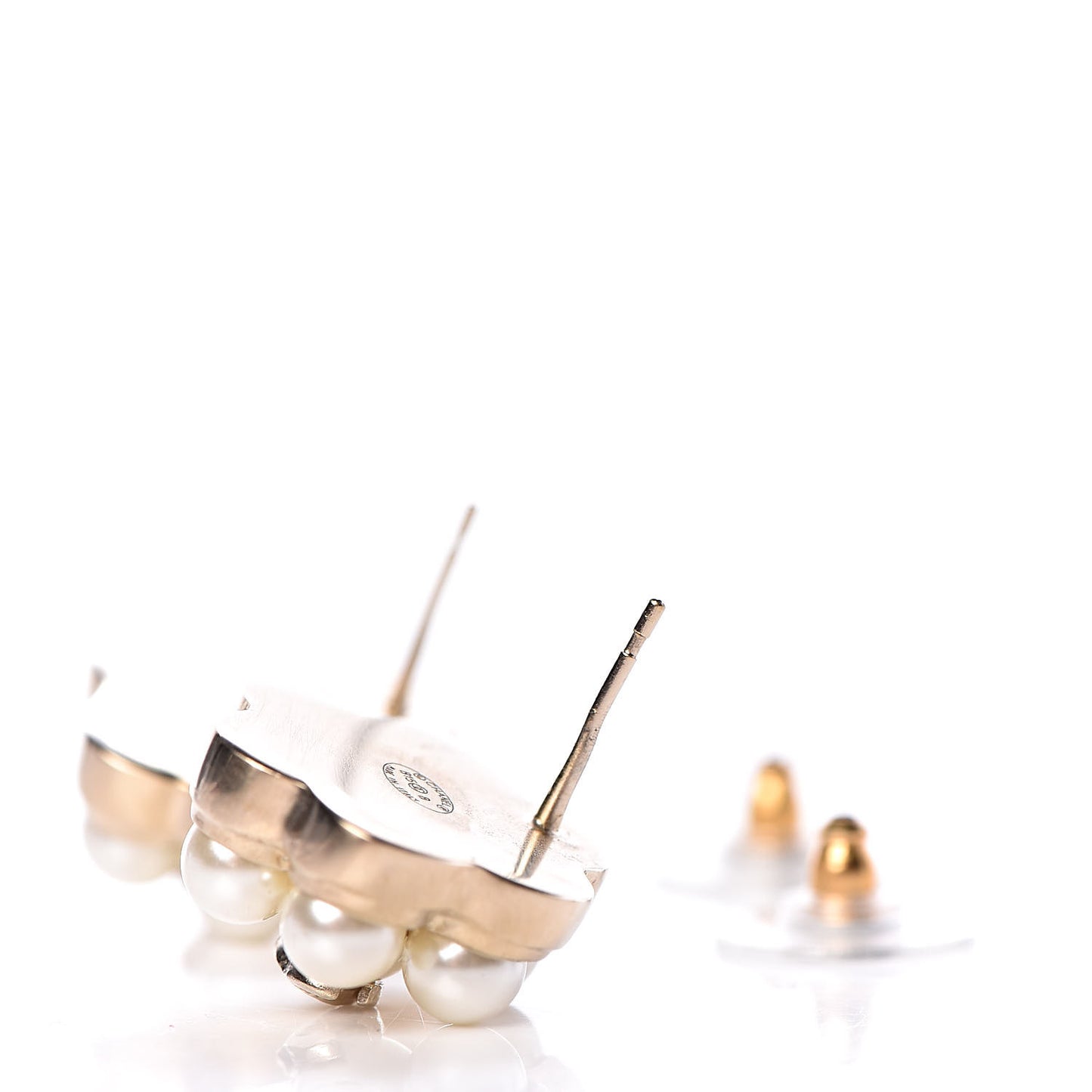 Pearl CC Flower Earrings Gold