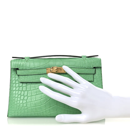 Hermes Matte Alligator Kelly Pochette Vert Comics 2 of 12