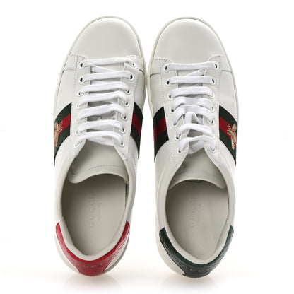 Gucci Calfskin Ayers Bee Embroidered Womens Ace Sneakers 36.5 White Green 2 of 10