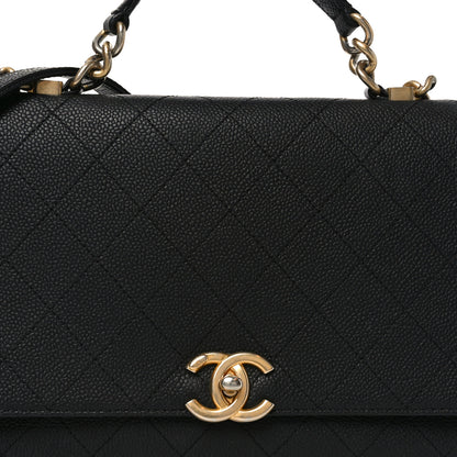 Chanel Caviar Diamond Stitched Top Handle Flap Black 8 of 11