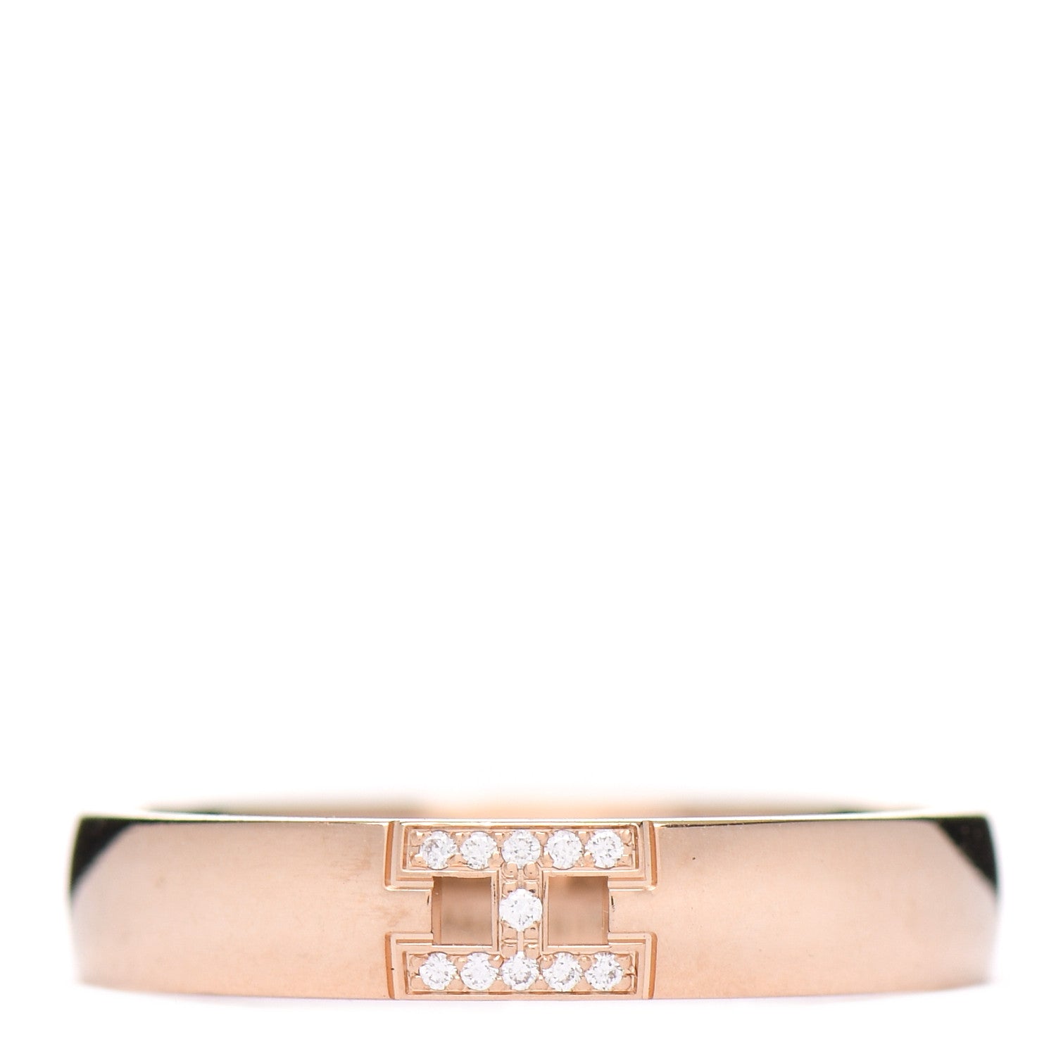 Hermes 18K Rose Gold Diamond Ever Herakles Wedding Band Ring 52 6 1 of 6