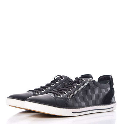 Louis Vuitton Calfskin Suede Damier Infini Aventure Zip Up Sneakers 9.5 Onyx 3 of 16