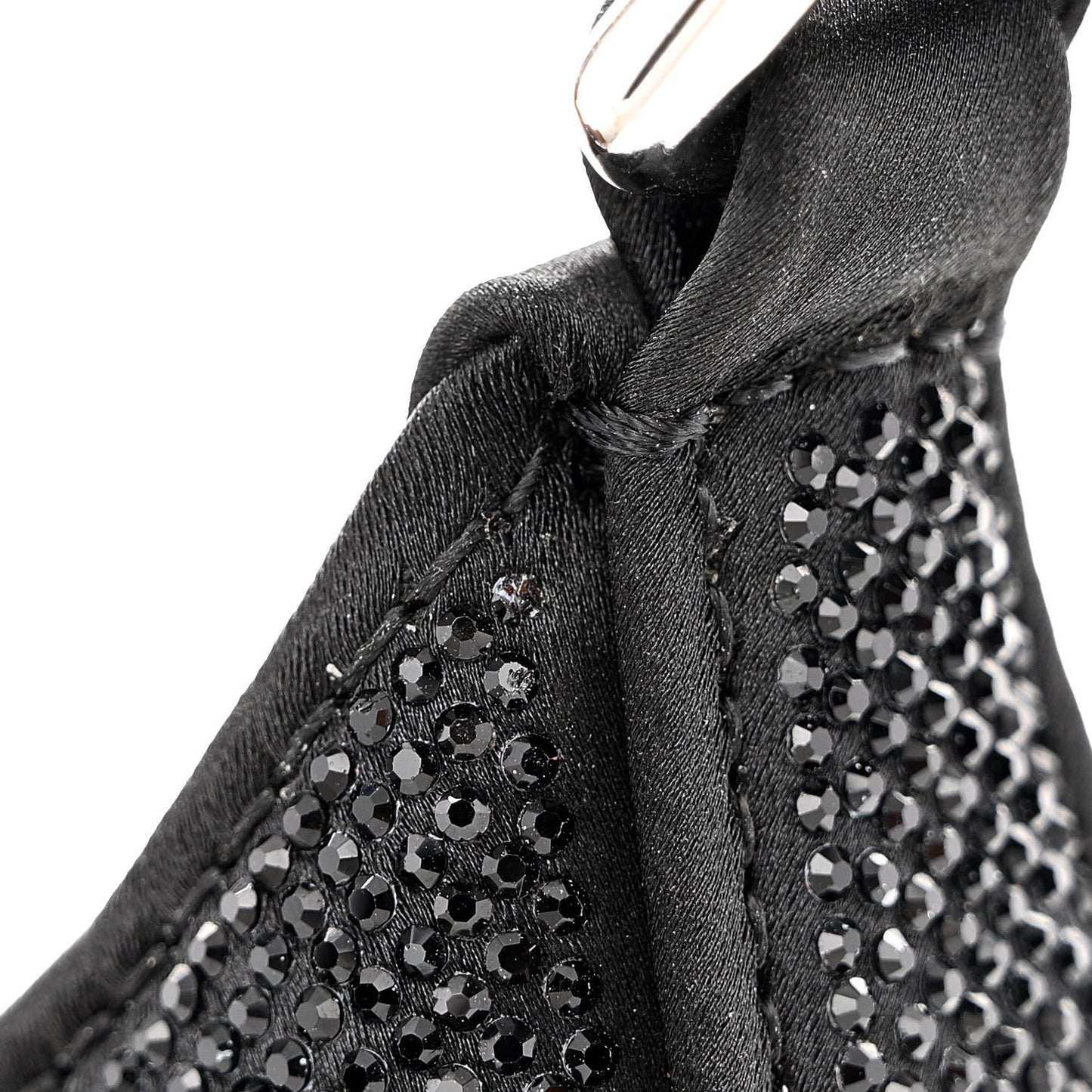 Calfskin Satin Crystal Embellished Small Legacy Glitter Hobo Black