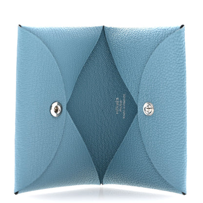 Hermes Chevre Mysore Calvi Card Case New Bleu Jean 5 of 8