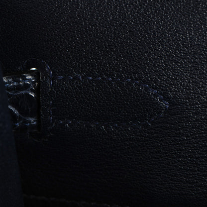 Hermes Shiny Porosus Crocodile Birkin 35 Bleu Abysse 18 of 27