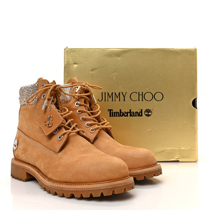 Jimmy Choo X TIMBERLAND Nubuck Swarovski Crystal Mens Ankle Boots 12 Wheat 8 of 8