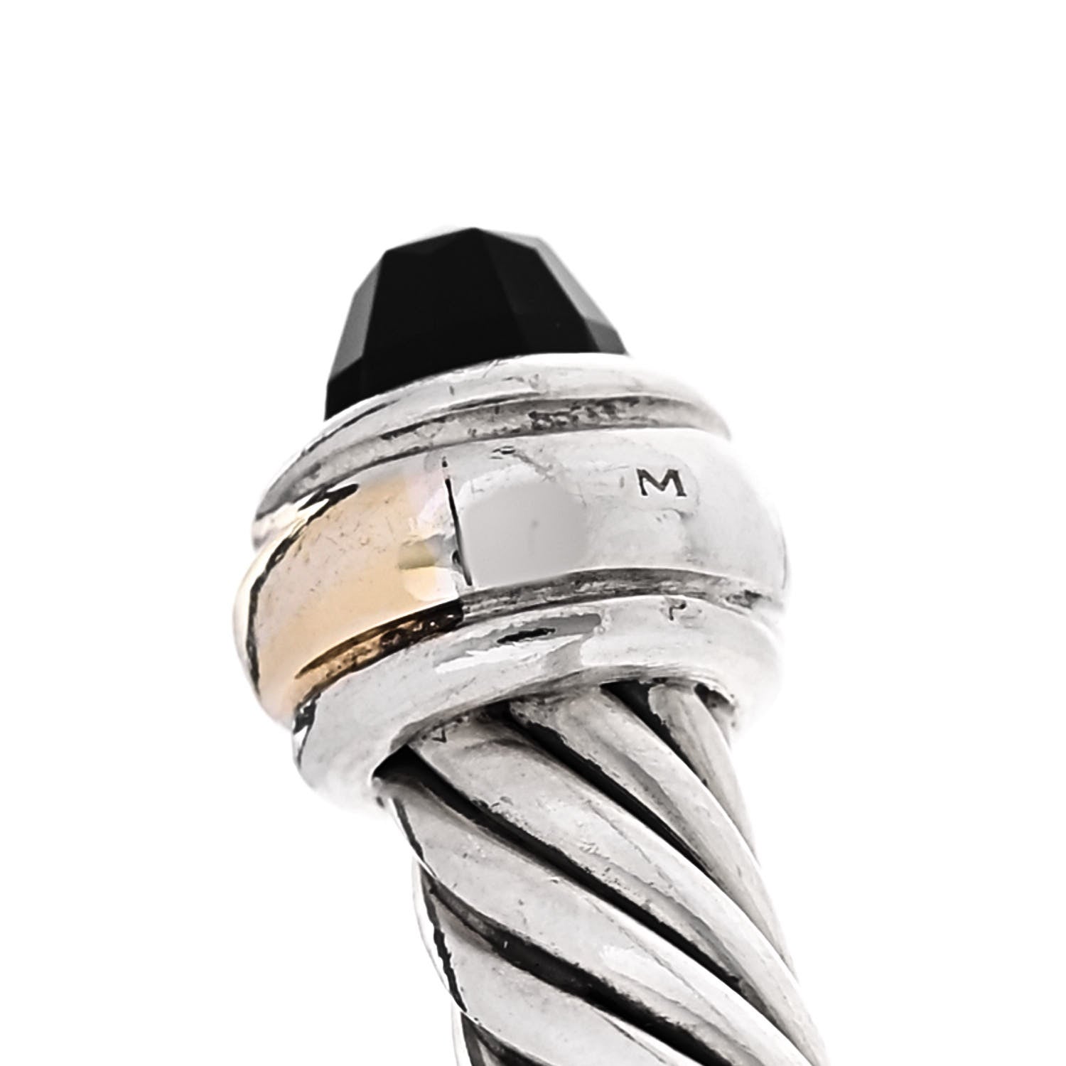 David Yurman Sterling Silver 18K Yellow Gold Black Onyx 4mm Cable Classics Bracelet 4 of 4