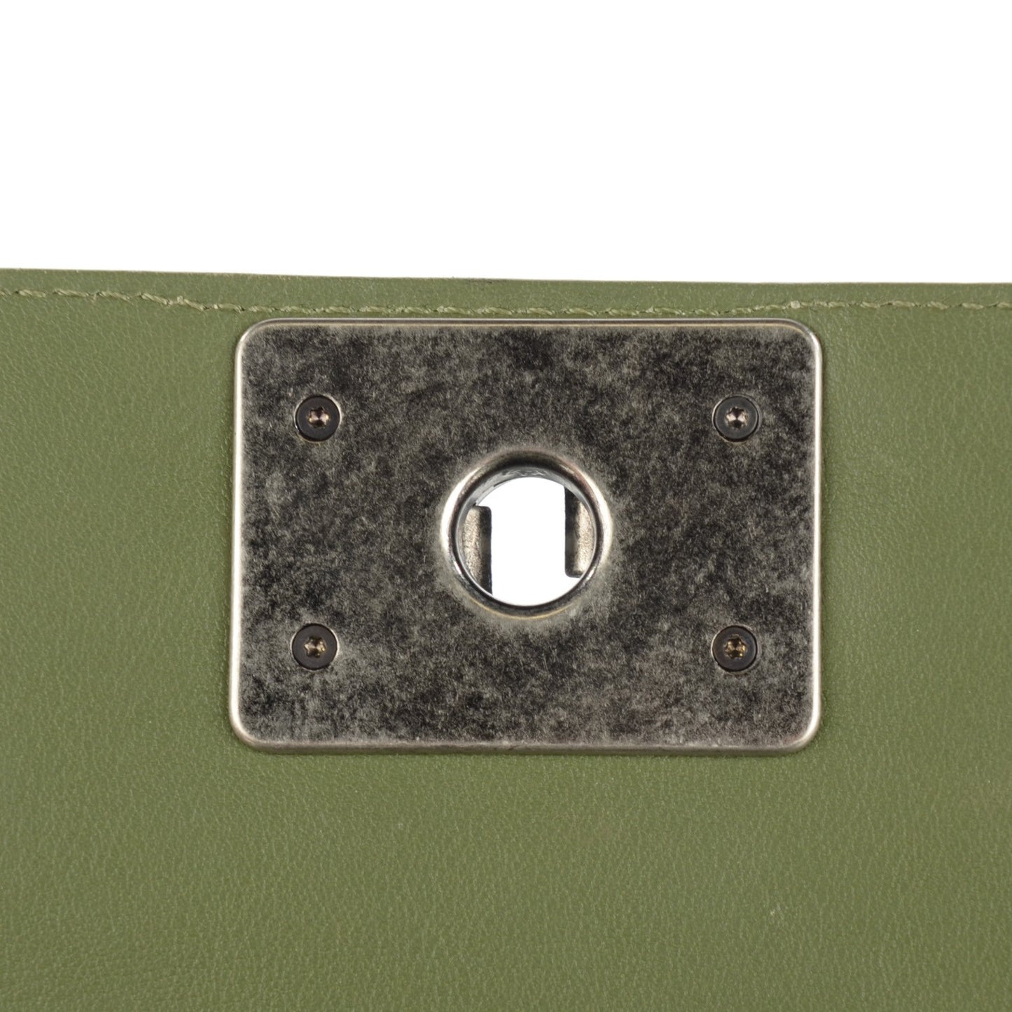 Calfskin Chevron Medium Boy Flap Green
